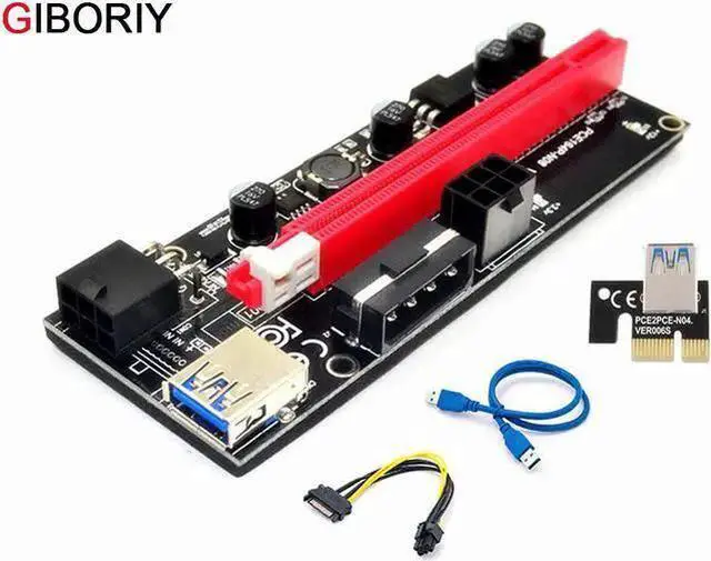 Main image of WISDUM New PCI-E pcie Riser 009 Express 1X 4x 8x 16x Extender PCI E USB Riser 009S GPU Dual 6Pin Adapter Card SATA 15pin for BTC Miner