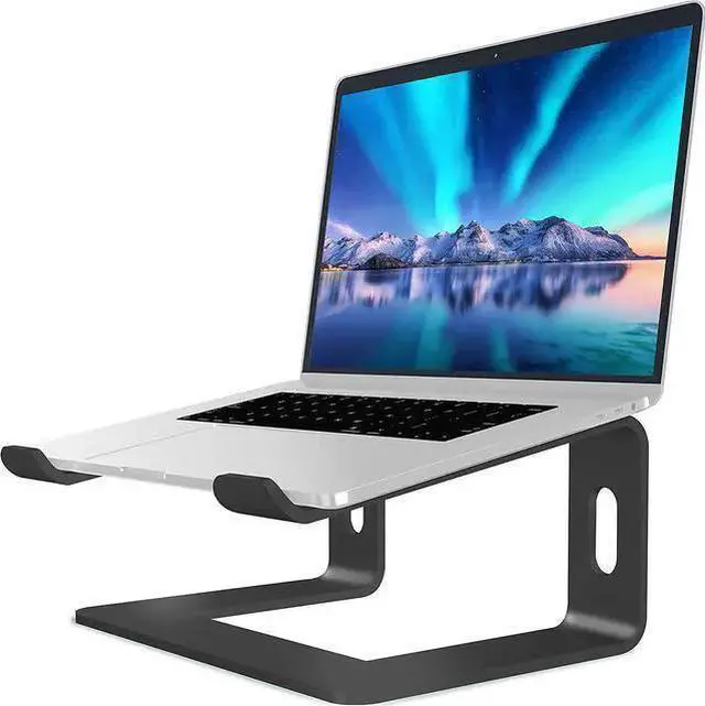Main image of WISDUM Laptop Stand, Aluminum Computer Riser, Ergonomic Laptops Elevator for Desk, Metal Holder Compatible with 10 to 15.6 Inches Notebook Computer, Black