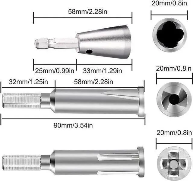 Alt view image 7 of 7 - WISDUM 3 Pcs Stainless Steel Wire Twisting Tool Set - 3 Way/ 5 Way Wire Stripper and 6mm Hex Shank Cable Electrical Wire Twister Tool ,for Power Drill, Wire Nut Twisting