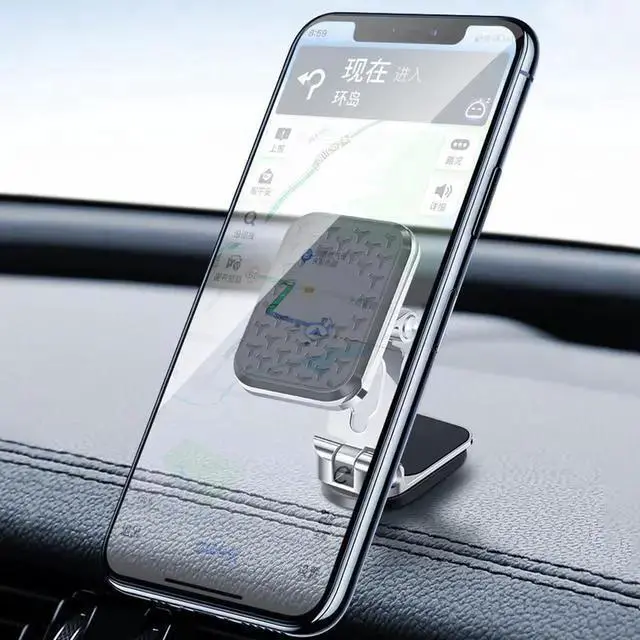 Alt view image 2 of 6 - WISDUM Magnetic Dashboard Windshield Mount 360 Degree Rotation Foldable Mobile Phone Mount Support Zinc Alloy Anti Slip for Car Office(Black)