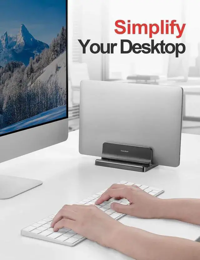Alt view image 4 of 7 - WISDUM Vertical Laptop Stand for Desk, Dual Slots Plastic Laptop Holder with Space Saving 4-in-1 Design, Adjustable Laptop Stand Supports , Chromebook, Surface, (5.98 x 5.51 x 2.17 inch)