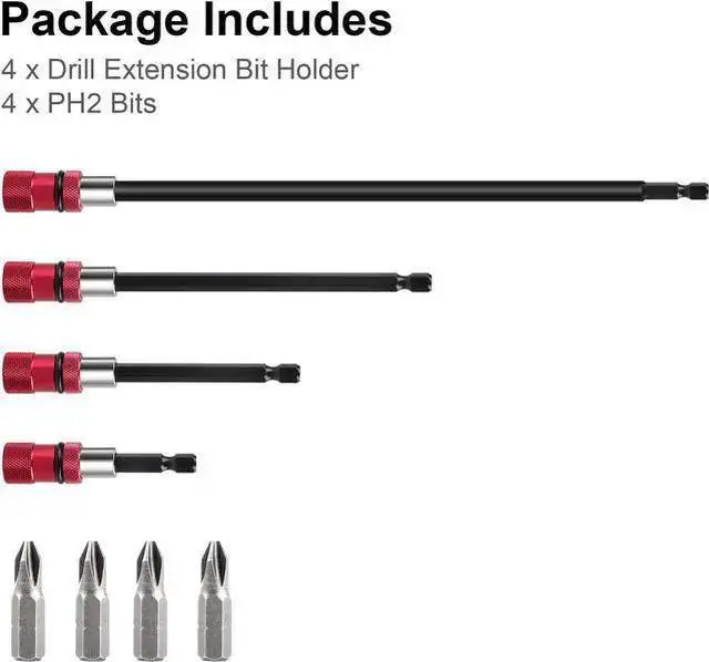 Alt view image 7 of 7 - WISDUM 4Pcs Steel Drill Extension Bit Holder Set - 12'' 6'' 4'' 2'' Magnetic Drill Screwdriver Bit Extender 1/4 inch Hex Bit Holder, Impact Driver Extension Adjustable Depth Screwdriver