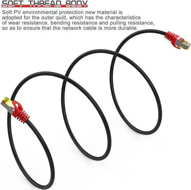Alt view image 6 of 6 - WISDUM Cat 8 Ethernet Cable 50 ft,1.5ft 6ft 10ft 20ft 25ft 30ft 75ft 100ft 150ft 200ft Heavy Duty High Speed Network Internet Cable,26AWG 40Gbps 2000Mhz,S/FTP Indoor&Outdoor Shielded LAN Cable
