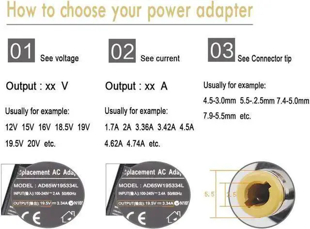 Alt view image 7 of 7 - WISDUM Laptop Charger for EliteBook 745 820 840 850 G1 G2; Probook 430 440 450 455 G1 G2; G42 G50 G56 G60 G61 G62 G71 G72 Power Supply Cord