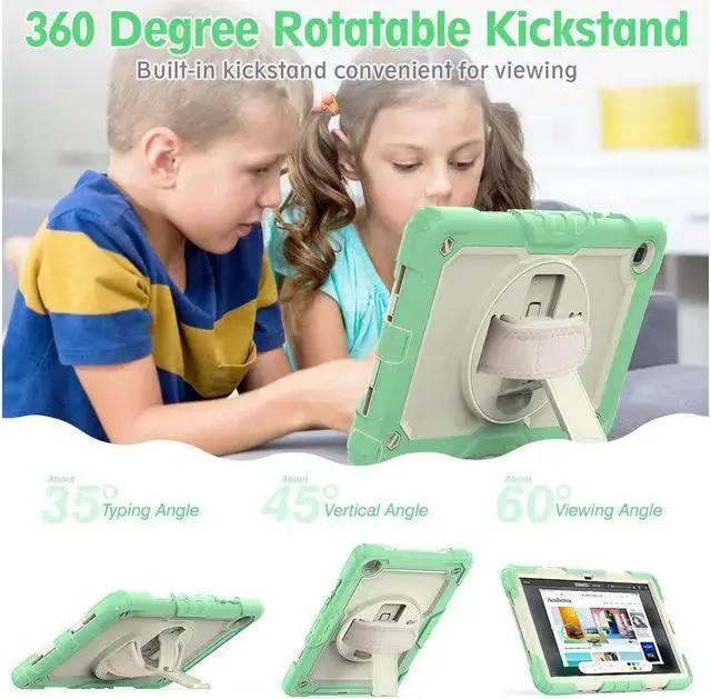 Alt view image 4 of 6 - WISDUM For Galaxy Tab A7 Case 2020 SM-T500 / T505 / T507 with Screen Protector for Kids Shockproof Cover for 10.4 Inch Tab A7 with S Pen Holder Stand and Strap Shoulder Strap