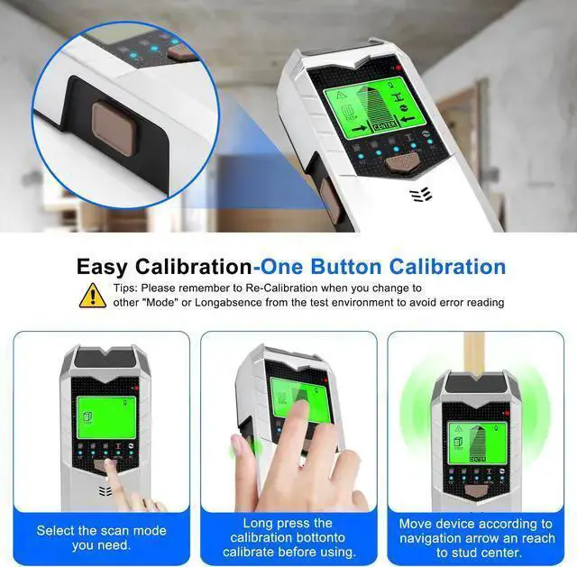 Alt view image 3 of 7 - WISDUM 5 in 1 Stud Finder Wall Scanner - Stud Finder Wall Sensor Detector with LED Display & Audio Alarm for Wood, Metal, AC Wire Detectior(Silver)