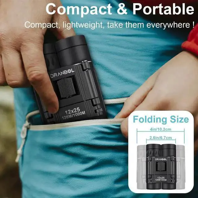 Alt view image 5 of 7 - WISDUM 12X25 Mini Pocket Binoculars for Adults Kids, Small Compact Binoculars for Bird Watching, Opera Concert