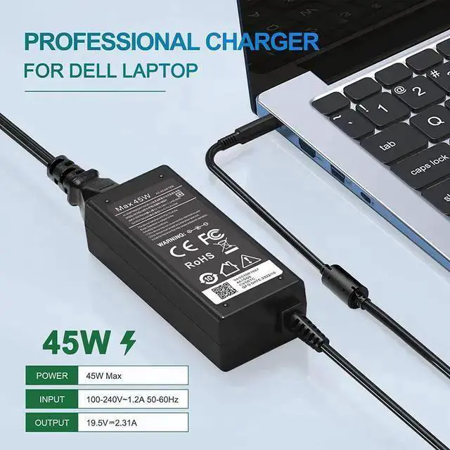 Alt view image 4 of 7 - WISDUM 45W Charger for Laptop Charger,AC Adapter for Inspiron 15 3000 5000 Series 15-3552 3555 3558 3565 3567 5551 5552 5555 5558 5559 Laptop Power Supply Cord