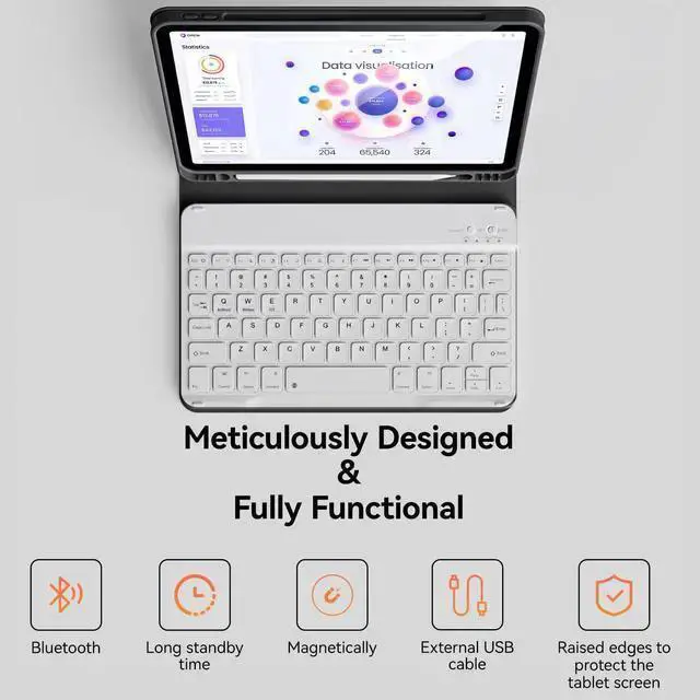 Alt view image 4 of 5 - WISDUM KVTVOU Keyboard Case for Pro 11 Inch 4th Generation/Pro 3rd Gen/Pro 2nd Gen with Pencil Holder, Folio Detachable Wireless Bluetooth Keyboard & Flip Stand Case for Pro 11 Inch, Black