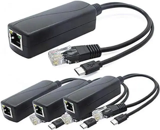 Main image of WISDUM ANVISION 4-Pack 5V PoE Splitter, 48V to 5V 2.4A Adapter with Micro USB Plug, IEEE 802.3af Compliant, for IP Camera, Tablets, Dropcam or Raspberry Pi and More, AV-PS05-1