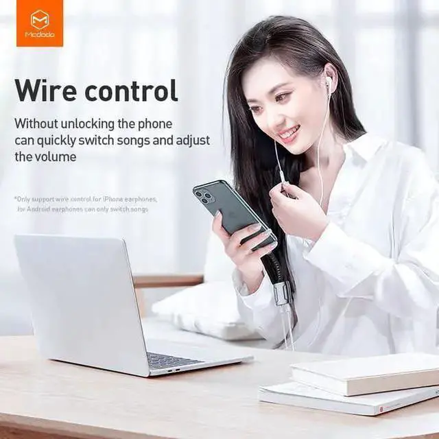 Alt view image 3 of 5 - WISDUM mcdodo 2 in 1 Aux Headphone Adapter & Charger Dongle,Lightning to 3.5mm Audio Cable+Audio Charger Splitter Compatible with Phone 14,13,12,11,,iPod