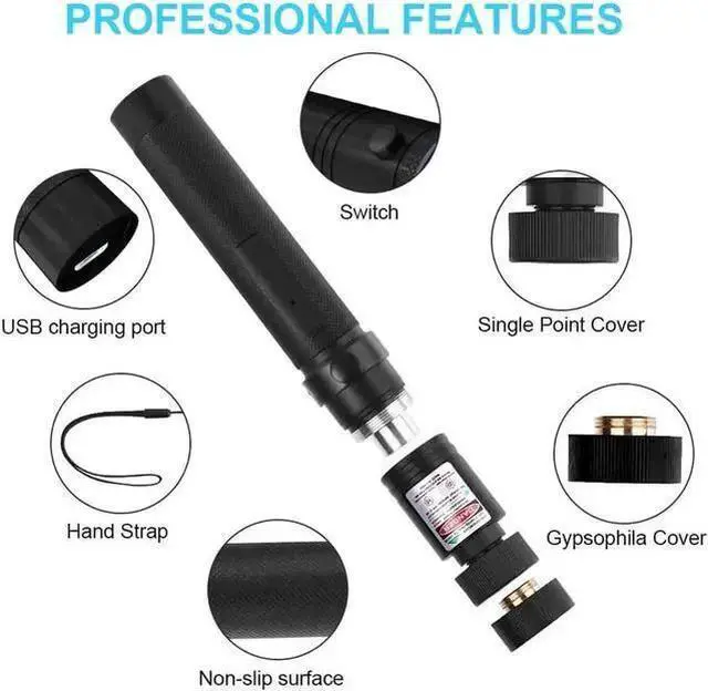 Alt view image 2 of 7 - WISDUM High Powerful Green Laser Pointer-303 10000m USB Charging Built-in Battery Laser Torch Red Dot Single Starry Burning Match