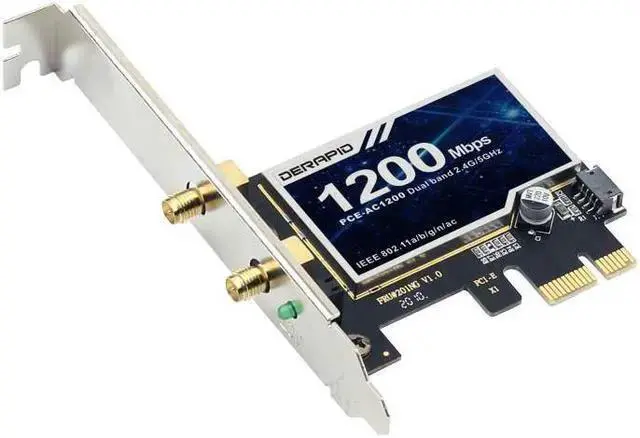 Alt view image 4 of 6 - WISDUM PCE-AC1200 Desktop PCIe WiFi Card 1200Mbps 2.4GHz/5GHz WiFi Bluetooth 4.0 Wireless Adapter Dual Band Wireless-AC 802.11acbgn PCI Express x1 Network Card for Windows 7 8 10 11