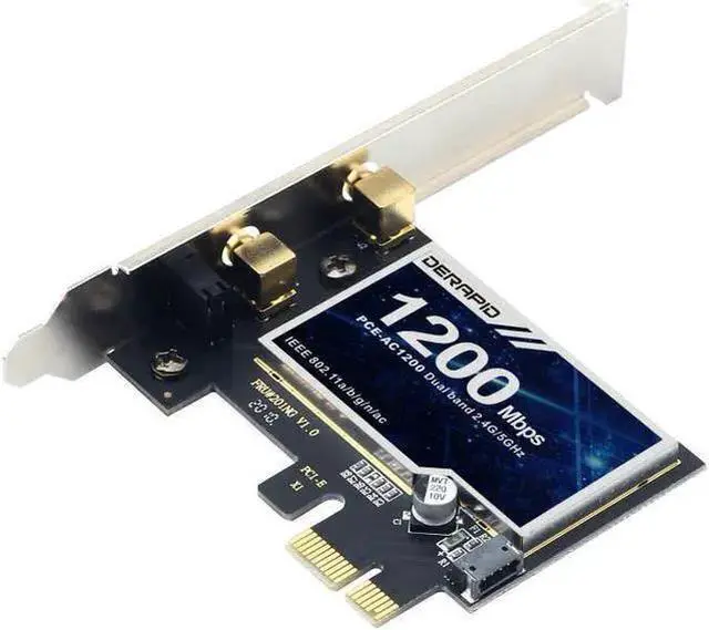 Alt view image 5 of 6 - WISDUM PCE-AC1200 Desktop PCIe WiFi Card 1200Mbps 2.4GHz/5GHz WiFi Bluetooth 4.0 Wireless Adapter Dual Band Wireless-AC 802.11acbgn PCI Express x1 Network Card for Windows 7 8 10 11