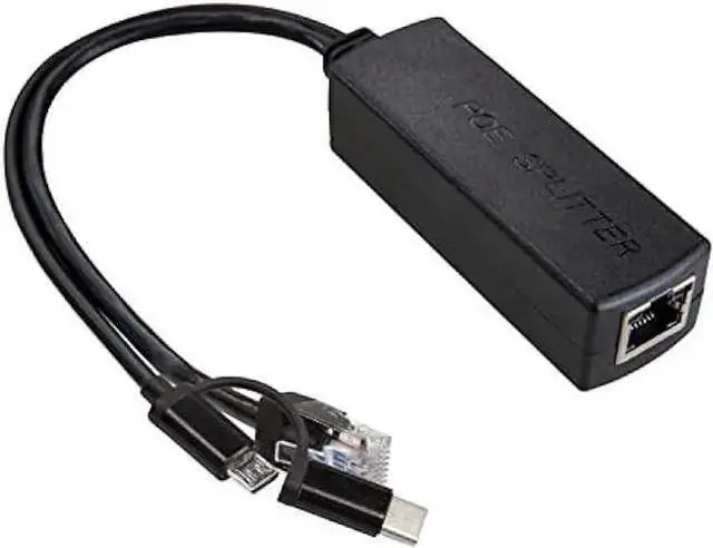 Main image of WISDUM UCTRONICS Gigabit PoE Splitter 5V 3A, 2-in-1 PoE to USB C/Micro USB Adapter, IEEE 802.3af/at Compliant 10/100/1000Mbps for Raspberry Pi 3/4, Security IP Cameras and More