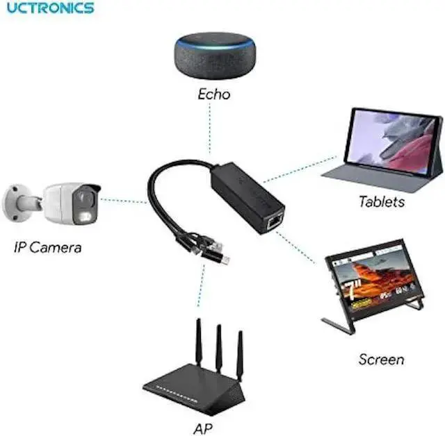 Alt view image 6 of 6 - WISDUM UCTRONICS Gigabit PoE Splitter 5V 3A, 2-in-1 PoE to USB C/Micro USB Adapter, IEEE 802.3af/at Compliant 10/100/1000Mbps for Raspberry Pi 3/4, Security IP Cameras and More