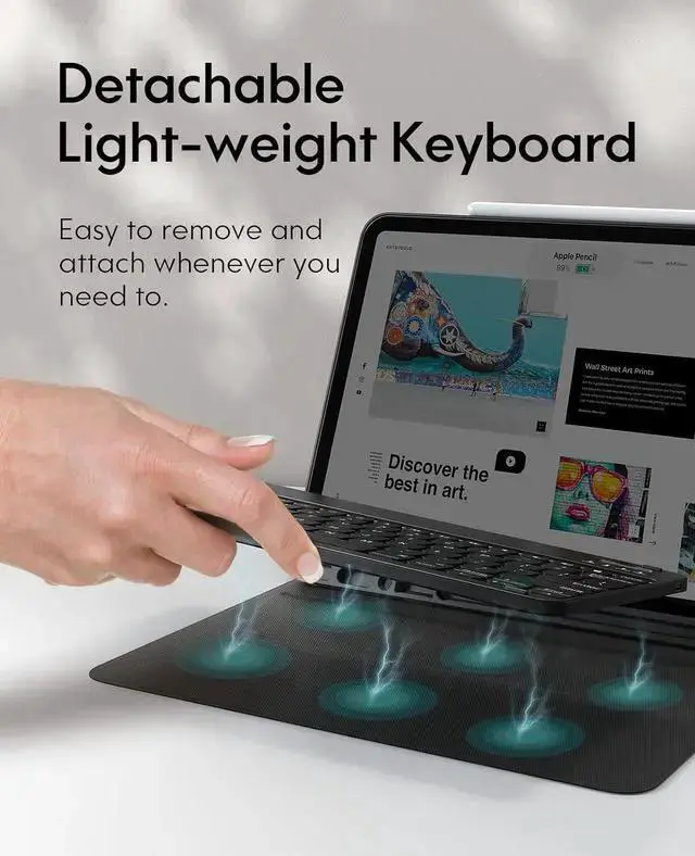 Alt view image 3 of 7 - WISDUM Keyboard Case for Pro 12.9 inch (3rd, 4th, 5th, 6th Generation) - Wireless Detachable - with Pencil Holder for 2022 Pro 12.9, Black
