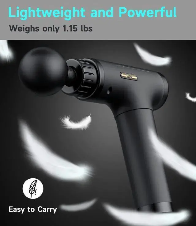 Alt view image 3 of 7 - WISDUM Massage Gun Deep Tissue, Mini Percussion for Athletes, Portable Muscle with 6 Attachments Pain Relief - Back, Neck, Body 30 Speed (Black)