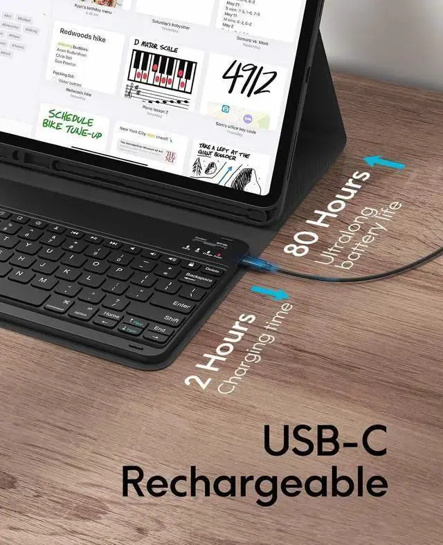 Alt view image 6 of 7 - WISDUM Keyboard Case for Pro 12.9 inch (3rd, 4th, 5th, 6th Generation) - Wireless Detachable - with Pencil Holder for 2022 Pro 12.9, Black