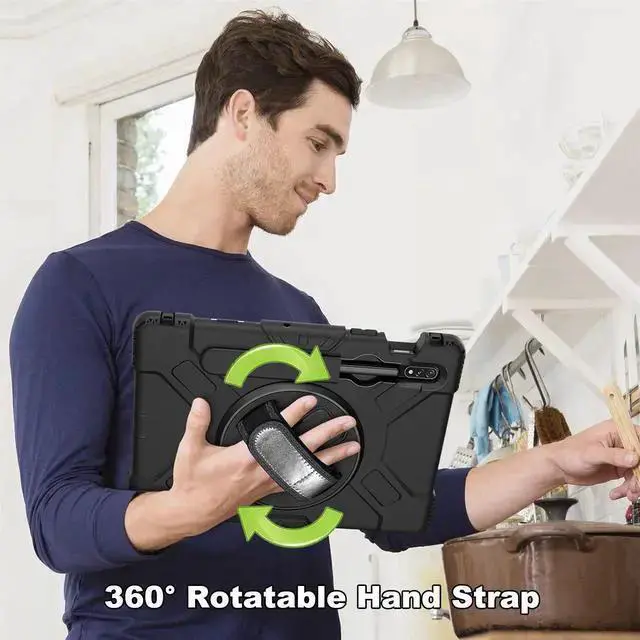 Alt view image 4 of 7 - WISDUM Case for Galaxy Tab S8 2022 / Tab S7 2020 11 Inch SM-X700/X706/T870/T875/T876T878 Shockproof Cover with Screen Protector/Hand Strap/Shoulder Strap/Pen Holder