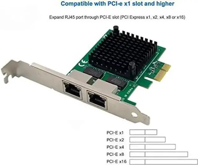 Alt view image 2 of 5 - WISDUM Dual PCIe 3.1 2.5GBase-T Network Adapter with Intel I225-V 2500/1000/100Mbps PCI Express Gigabit Ethernet NIC Card RJ45 LAN Controller for Windows 10/11 with Low Profile Bracket