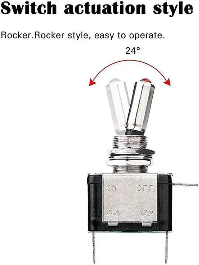 Alt view image 3 of 7 - WISDUM 5pcs SPST LED Lighted Rocker Toggle Switch Marine Toggle Switch, On-Off LED Toggle Switch 12V 20A for Car RV Vehicles Truck Boat
