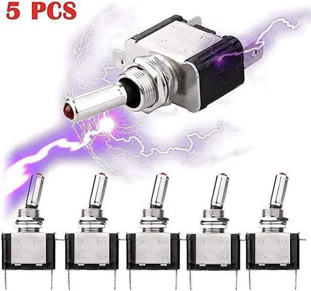 Main image of WISDUM 5pcs SPST LED Lighted Rocker Toggle Switch Marine Toggle Switch, On-Off LED Toggle Switch 12V 20A for Car RV Vehicles Truck Boat