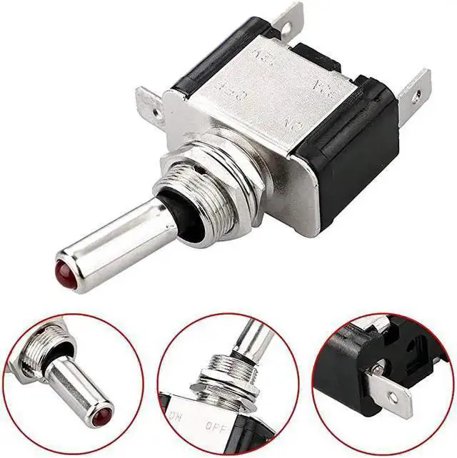 Alt view image 2 of 7 - WISDUM 5pcs SPST LED Lighted Rocker Toggle Switch Marine Toggle Switch, On-Off LED Toggle Switch 12V 20A for Car RV Vehicles Truck Boat
