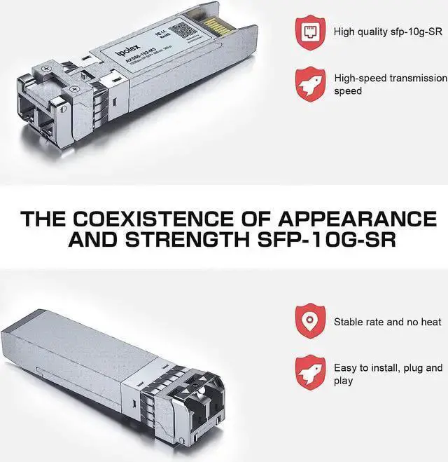Alt view image 3 of 7 - WISDUM 10G SR SFP+ to LC Multimode Transceiver, 10GBase-SR Fiber Module for SFP-10G-SR, Meraki MA-SFP-10GB-SR, UniFi UF-MM-10G, Mikrotik, Fortinet, , , (MMF,850nm, 300m) 10 Pack