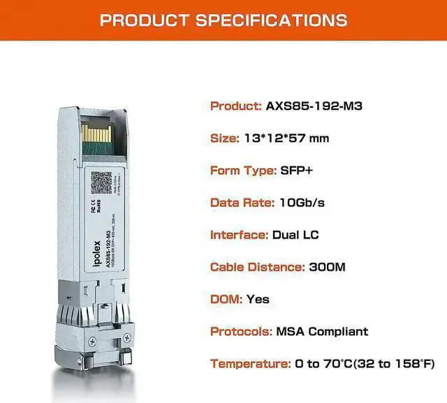 Alt view image 7 of 7 - WISDUM 10G SR SFP+ to LC Multimode Transceiver, 10GBase-SR Fiber Module for SFP-10G-SR, Meraki MA-SFP-10GB-SR, UniFi UF-MM-10G, Mikrotik, Fortinet, , , (MMF,850nm, 300m) 10 Pack