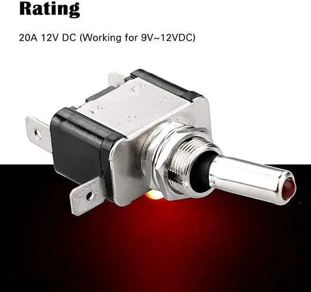 Alt view image 7 of 7 - WISDUM 5pcs SPST LED Lighted Rocker Toggle Switch Marine Toggle Switch, On-Off LED Toggle Switch 12V 20A for Car RV Vehicles Truck Boat