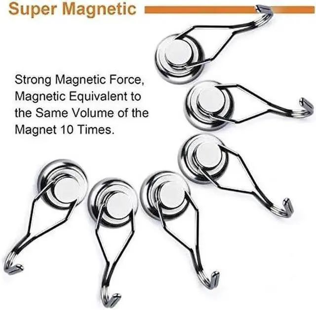 Alt view image 2 of 7 - WISDUM 60LBS Swivel Swing Magnetic Hooks, Neodymium Magnet Hooks - Great for Your Refrigerator and Other Magnetic Surfaces 67.5mm(2.66in) in Length - Pack of 8