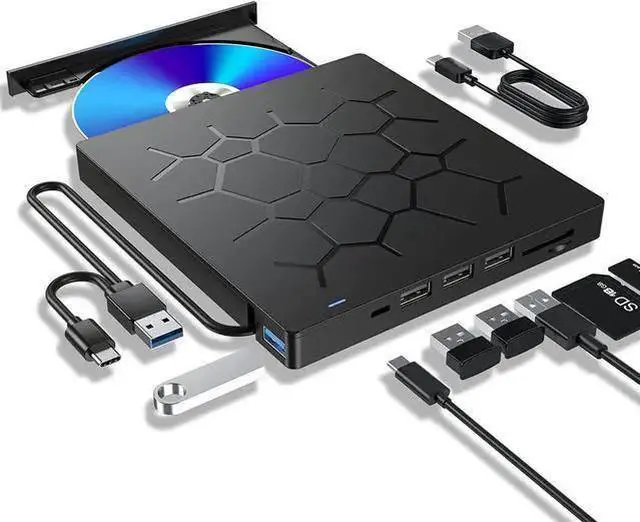 Main image of WISDUM External CD/DVD Drive for Laptop, 7 IN 1 USB 3.0 Ultra-Slim Portable DVD Player, CD ROM Burner Writer External Disk Drive Optical Compatible with Laptop Desktop PC Windows Mac Linux OS
