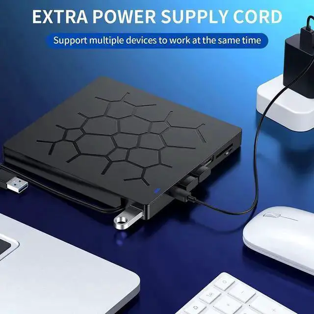 Alt view image 3 of 7 - WISDUM External CD/DVD Drive for Laptop, 7 IN 1 USB 3.0 Ultra-Slim Portable DVD Player, CD ROM Burner Writer External Disk Drive Optical Compatible with Laptop Desktop PC Windows Mac Linux OS