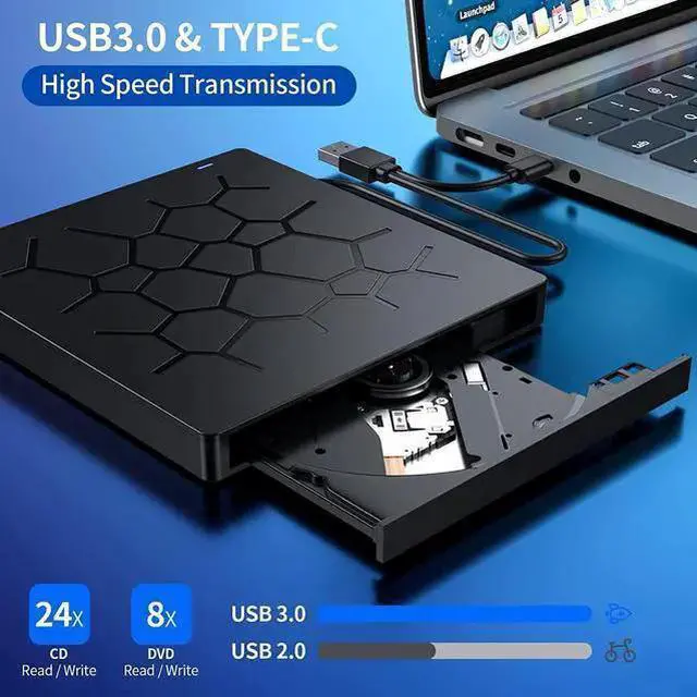 Alt view image 6 of 7 - WISDUM External CD/DVD Drive for Laptop, 7 IN 1 USB 3.0 Ultra-Slim Portable DVD Player, CD ROM Burner Writer External Disk Drive Optical Compatible with Laptop Desktop PC Windows Mac Linux OS
