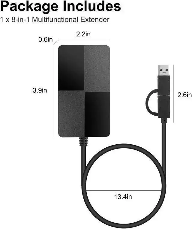 Alt view image 7 of 7 - WISDUM 8 in 1 USB C & USB 3.0 Multi Card Reader Hub - 5 Gps High Speed for Supports SD, TF, CF, XD, MS Cards & 3 USB 3.0 Ports for Simultaneous Use