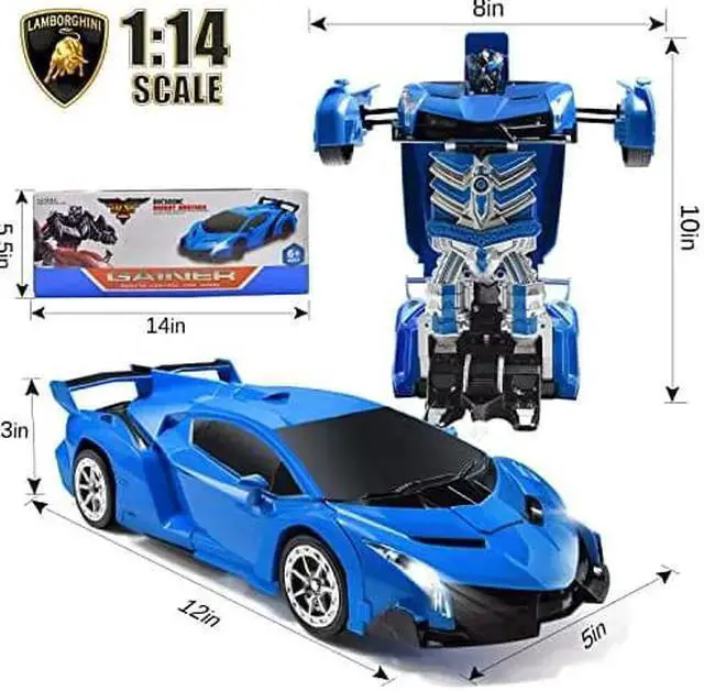 Alt view image 7 of 7 - WISDUM RC Cars Robot for Kids Remote Control Transformrobot Car Toys with Gesture Sensing OneButton Deformation Auto Demo 114 Scale 360 Rotation Light Music Best Gift for Boys Girls Blue