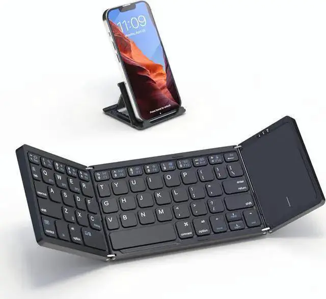 Main image of WISDUM Artciety Foldable Bluetooth Keyboard, Folding Portable Wireless Keyboard with touchpad,Travel pocket Keyboard for IOS Android Windows Mac Smartphone Tablet & Laptop, Sync Up to 3 Devices, Black