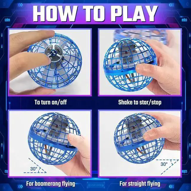 Alt view image 2 of 6 - WISDUM Flying Orb Ball Galaxy Ball - 2023 Upgraded Cosmic Globe Boomerang Ball Hover Ball for Kids Adult Boys Girls 360°Rotating Indoor Outdoor Flying Ball Cool Toys GiftBlue
