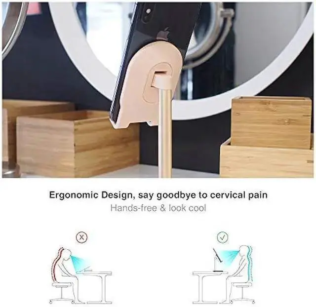 Alt view image 3 of 6 - WISDUM Bright Stone Phone Stand for Desk, Adjustable Cell Phone Holder for Desk, Compatible with 4-12.9 Phones/Tablet///Switch (Pink)