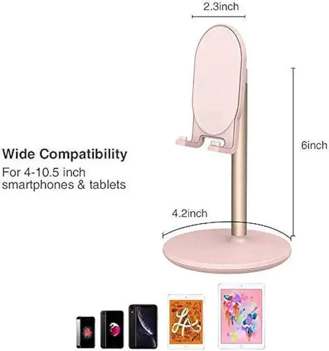 Alt view image 4 of 6 - WISDUM Bright Stone Phone Stand for Desk, Adjustable Cell Phone Holder for Desk, Compatible with 4-12.9 Phones/Tablet///Switch (Pink)