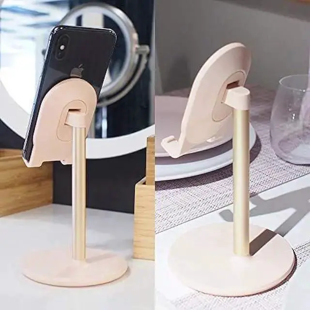 Alt view image 2 of 6 - WISDUM Bright Stone Phone Stand for Desk, Adjustable Cell Phone Holder for Desk, Compatible with 4-12.9 Phones/Tablet///Switch (Pink)
