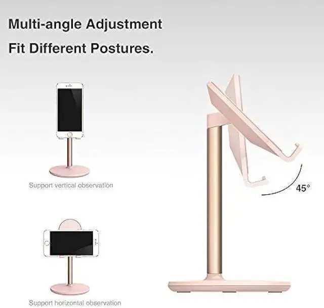 Alt view image 6 of 6 - WISDUM Bright Stone Phone Stand for Desk, Adjustable Cell Phone Holder for Desk, Compatible with 4-12.9 Phones/Tablet///Switch (Pink)