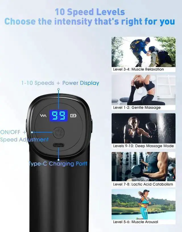 Alt view image 3 of 7 - WISDUM Massage Gun Mini, Portable Mini Massage&Gun with 10 Speeds and Type-C Charging, Mini Massage&Gun Deep Tissue for Relaxation, Muscle&Massager&for Pain Relief, Mom Birthday Gifts