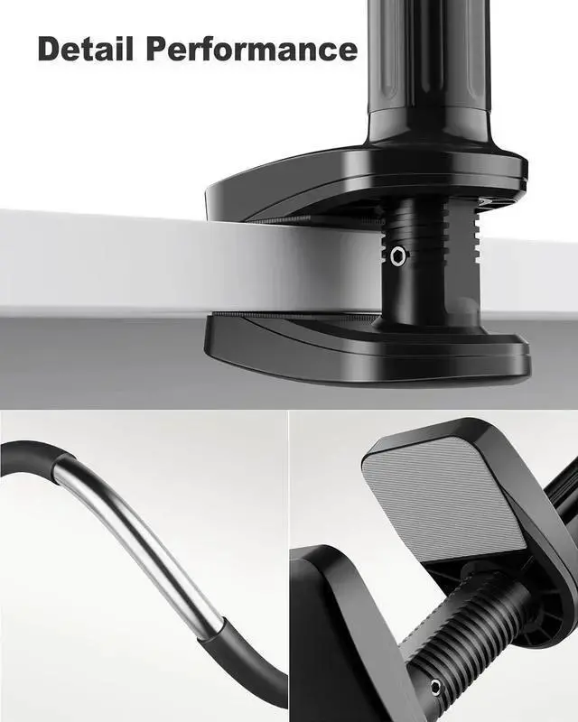 Alt view image 5 of 7 - WISDUM SAIJI Gooseneck Bed Phone Holder, Flexible Long Arm Phone Mount for Desk, Clip Bracket Clamp Stand for 4.0-6.5'' Mobile Cell Phone Stand Document Camera Switch (Black)