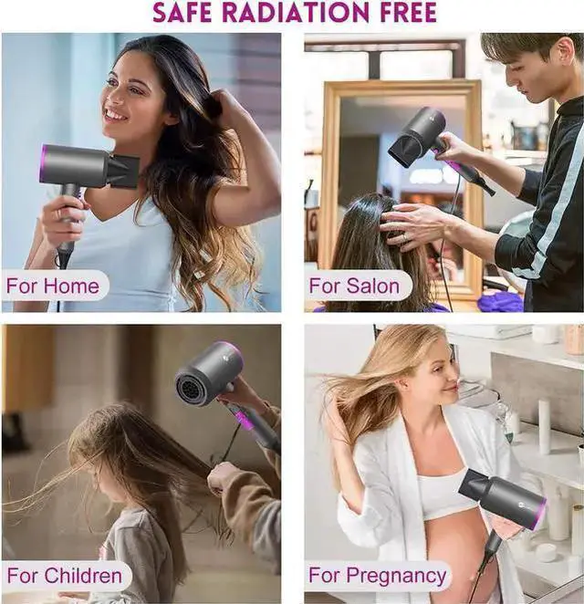 Alt view image 7 of 7 - WISDUM Slopehill Professional Ionic Hair Dryer, Powerful 1800W Fast Drying Low Noise Blow Dryer with 2 Concentrator Nozzle 1 Diffuser Attachments for Home Salon Travel