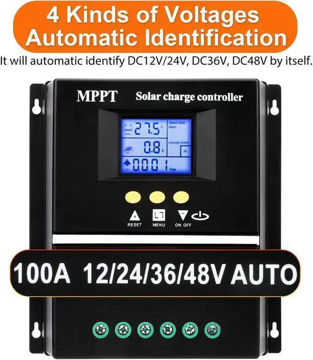Alt view image 3 of 7 - WISDUM 100A MPPT Solar Panel Kit - PV Regulator Charge Controller Auto Focus 12/24/36/48V Solar Controller