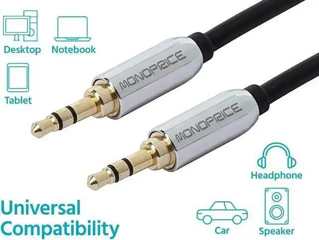 Alt view image 6 of 6 - WISDUM 109766 10feet 3.5mm stereo male to 3.5mm stereo male gold plated cable for mobile, black