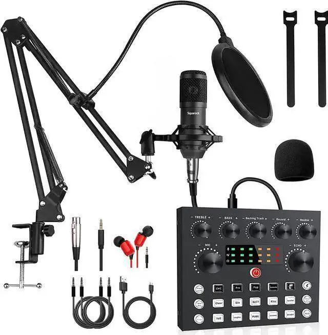 Main image of WISDUM Podcast Equipment Bundle,Audio Interface with All-In-One DJ Mixer and Studio Broadcast Microphone, Perfect for Recording,Live Streaming,Gaming,Compatible with PC,Smartphone,Play Station
