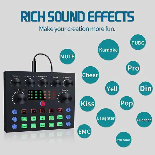Alt view image 3 of 7 - WISDUM Podcast Equipment Bundle,Audio Interface with All-In-One DJ Mixer and Studio Broadcast Microphone, Perfect for Recording,Live Streaming,Gaming,Compatible with PC,Smartphone,Play Station